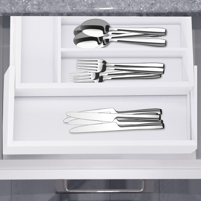 Relaxdays White Bamboo Cutlery Box, Adjustable