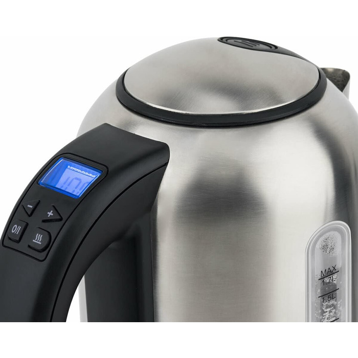 Електричний чайник H.Koenig Inox 1.7L з програмуванням температури, 2200W (сріблястий)
