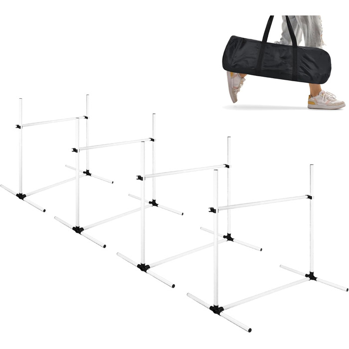 Набір для аджиліті для собак: перешкоди, стійки для слалому, обладнання для дресирування. Регульована висота, 104x70x101см, зелений