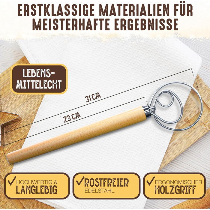 Датський віск для тіста: ідеальний тісто для випічки - високоякісний віск для тіста як аксесуар для випічки хліба - мішалка для тіста, тістоміс, датський віск як аксесуар для випічки хліба