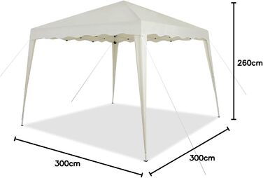 Foldable Gazebo 3x3m including bag | water-resistant, UV 50+ protection | Pop-up tent, foldable gazebo, garden tent, party tent, Capri | Click system metal frame (Cream)