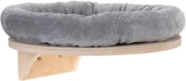 Крісло-лежанка для котів Natural Paradise Dahlia | Кругле ліжко з м'яким бортиком та клямками | Крізьбалка на стіну | Ø 48 см (Світло-сірий)