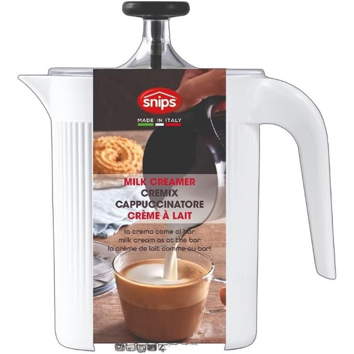 Ручний спінювач молока Snips Cremix для капучіно, білий, 0.5 л, Made in Italy