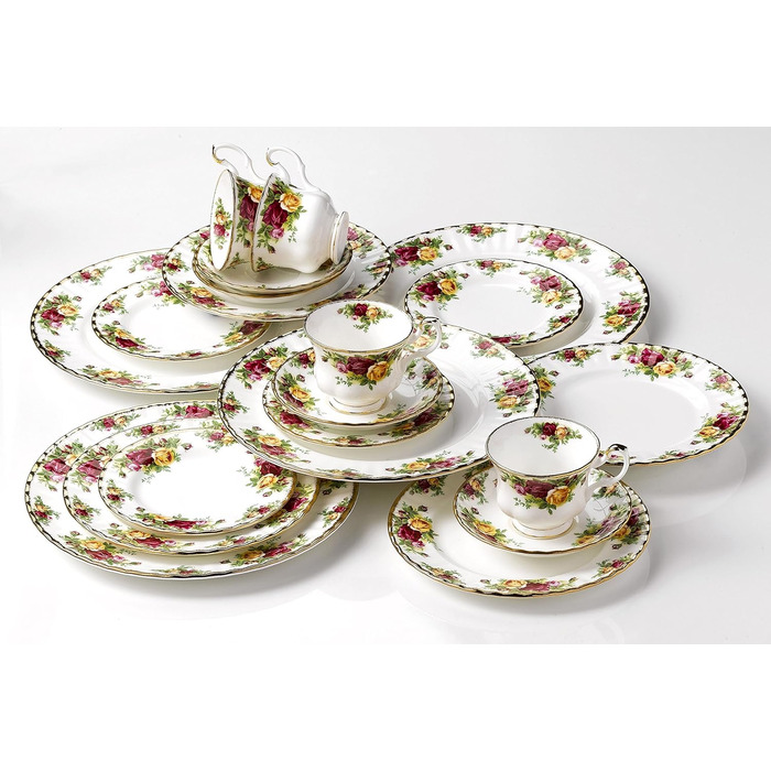 Сервіз Royal Albert Old Country Roses на 4 персони, вінтажний, з кістяного фарфору, середній квітковий візерунок, чайник 0,8 л, подарунковий набір