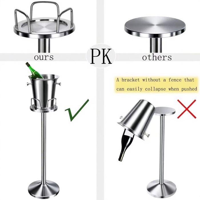 Ескірнер з нержавіючої сталі для барів, вечірок, весіль. Утримує 3-6 годин. Золотий, 3FT (срібло)