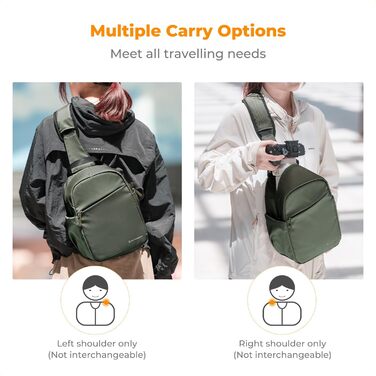 Сумка для камери K&F Concept, фоторюкзак через плече, водонепроникний, для DSLR/SLR камер, об'єктивів (5 літрів, зелений)