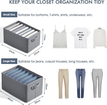 Closet Organizer, 6-Piece Closet Organizer Folding Storage Box, 7-Compartment Drawer Organizer, Closet Organization System for Clothes, Pants, Sweaters