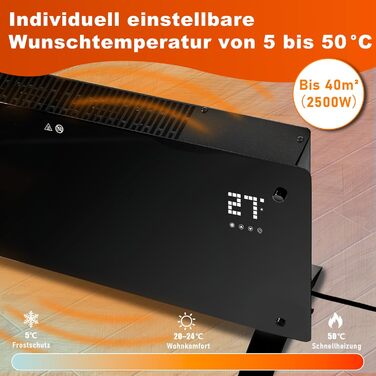 Електричний конвектор Citybee 2500W з термостатом, пульт, таймер, захист від перегріву, 2 роки гарантії