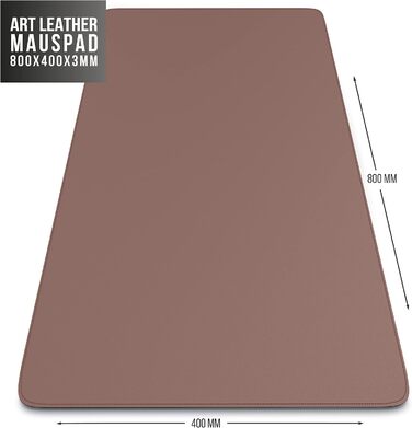 CSL Килимок для миші на стіл XXL з PU шкіри та корка 800x400 мм - Еко килимок для офісу та дому, чорний (коричневий відтінок)