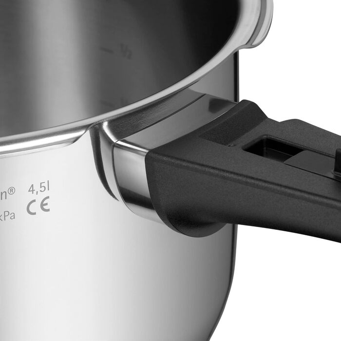Швидкісний скороварка WMF Perfect One Pot 2,5 л, індукційна, з паровим клапаном, 2 режими готування, зручне управління однією рукою, для всіх типів плит, полірована нержавіюча сталь Cromargan, для однієї особи