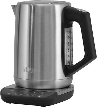 Ninja Stainless Steel Kettle, Perfect Temperature, 1.7L, LED Display, Kettle with Rapid Boil Function and Various Temperature Settings, Stainless Steel KT201EU 1.7 Liter Stainless Steel
