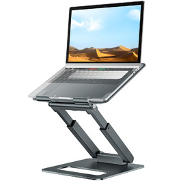 Підставка для ноутбука на стіл, регульована по висоті, телескопічна, сірого кольору. Підходить для ноутбуків 10-17 дюймів. Ергономічна підставка-підставка для ноутбука.