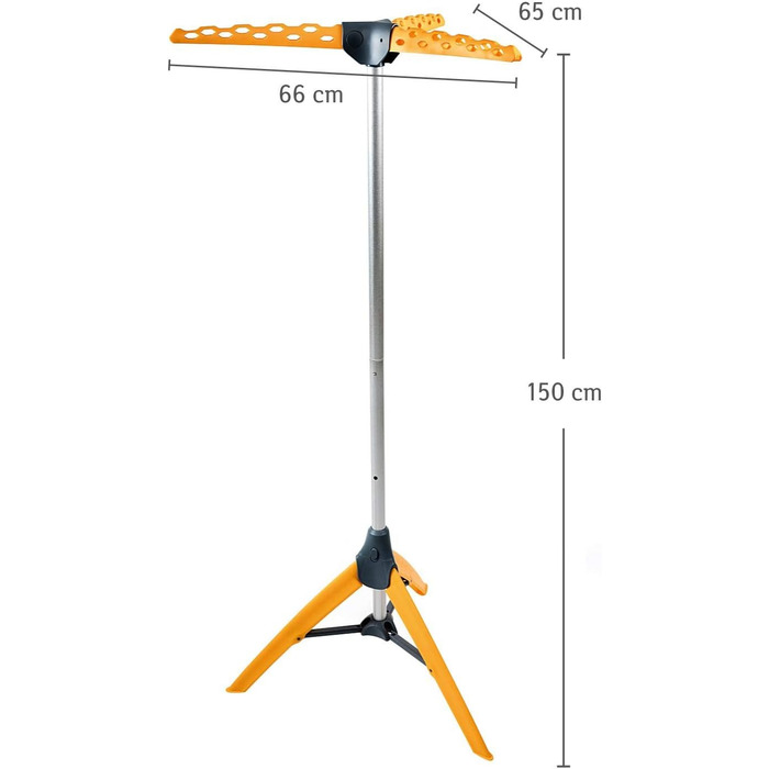 Tatkraft Art Moon Palm - Clothes Drying Rack, Stable, Folding, Ironing Clothes Rack, Capacity 30 kg or 42 Clothes Hangers, Stainless Steel, Compact Foldable, Orange