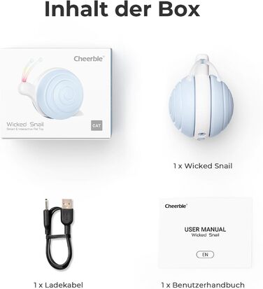 Інтерактивна іграшка для котів Wicked Snail з LED-підсвіткою, електрична, заряджається від DC, рухома, подарунок для кошенят, синя
