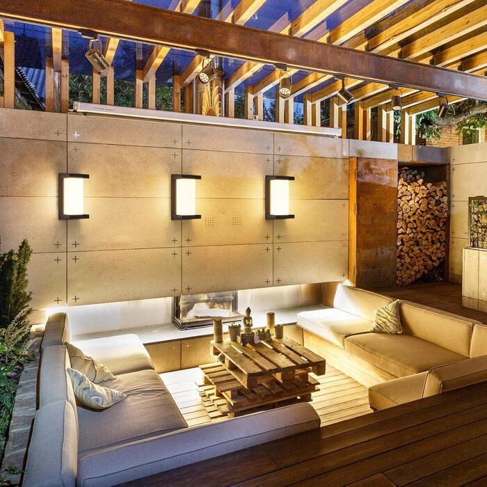 Klighten LED Outdoor Wall Light, IP65 Waterproof Outdoor Wall Light, 3000K, Rectangular Wall Light for Indoor and Outdoor, Terrace, Garden and More. (Black-high, 2 Pack)