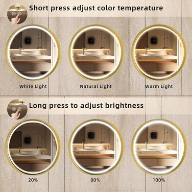 Дзеркало для ванної кімнати Hasipu з глибоким рамочним дизайном, 55 x 60 см, золотий колір, вертикальна/горизонтальна орієнтація, для ванної, вітальні, передпокою