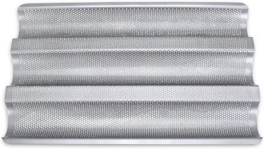 Baker's Sheet - Baguette Baking Sheet - 37 x 24 cm - for 3 Baguettes, H 2.5 cm - High-quality Non-Stick Coating