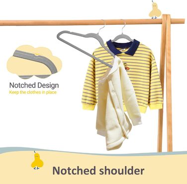 ManGotree 35cm Kids Velvet Clothes Hangers, Ultra-Thin Children's Clothes Hangers with 360° Swivel Hook, Non-Slip Felt Pads for Teens, Sturdy and Durable (32 Pack, Grey)