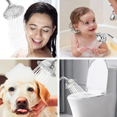Delnet Classic High-Pressure Shower Head, Chrome, Traditional Telephone Style, Hand Shower and 1.5m Hose