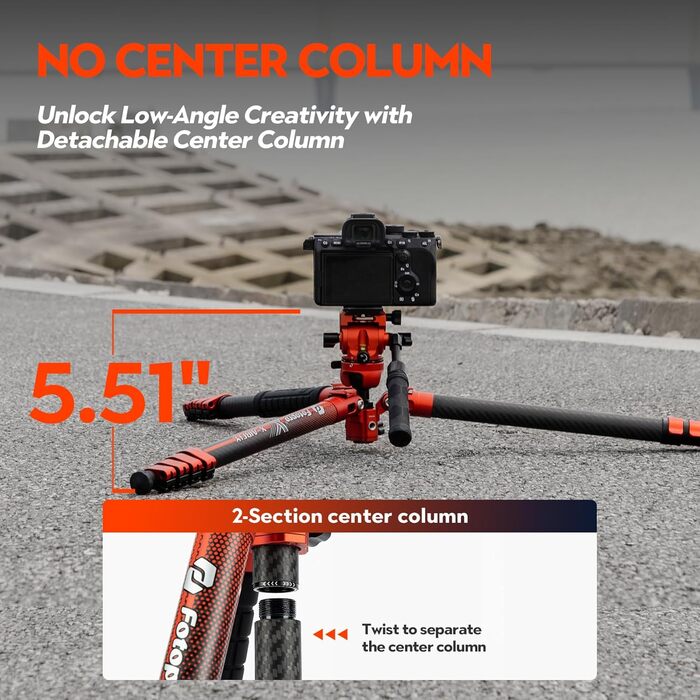 Штатив для відеокамери Fotopro X-Airfly з рідкосною головкою, кульковою головкою для панорами, з вуглецевого волокна, 1,3 кг, розширюється, компактний, для DSLR, 15 кг, сірий