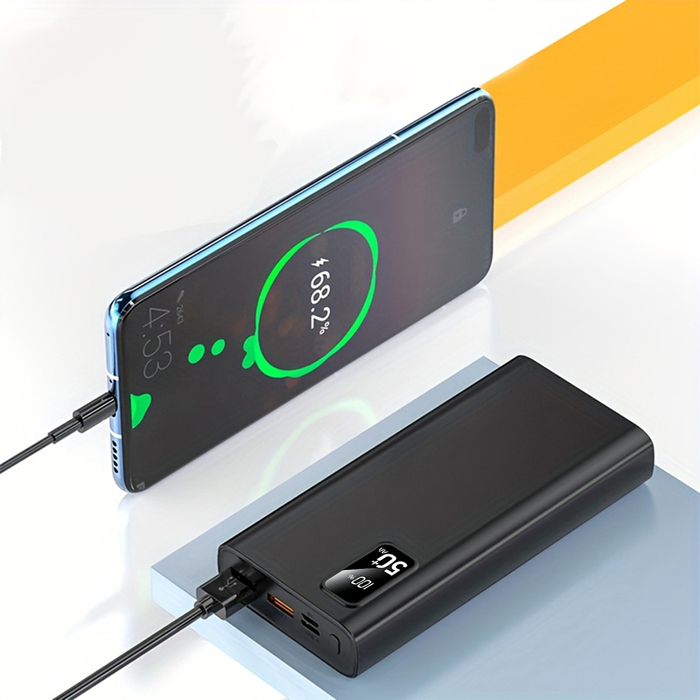 Потужний зовнішній акумулятор (Power Bank) 50000mAh 22.5W, швидка зарядка USB-C, тонкий корпус