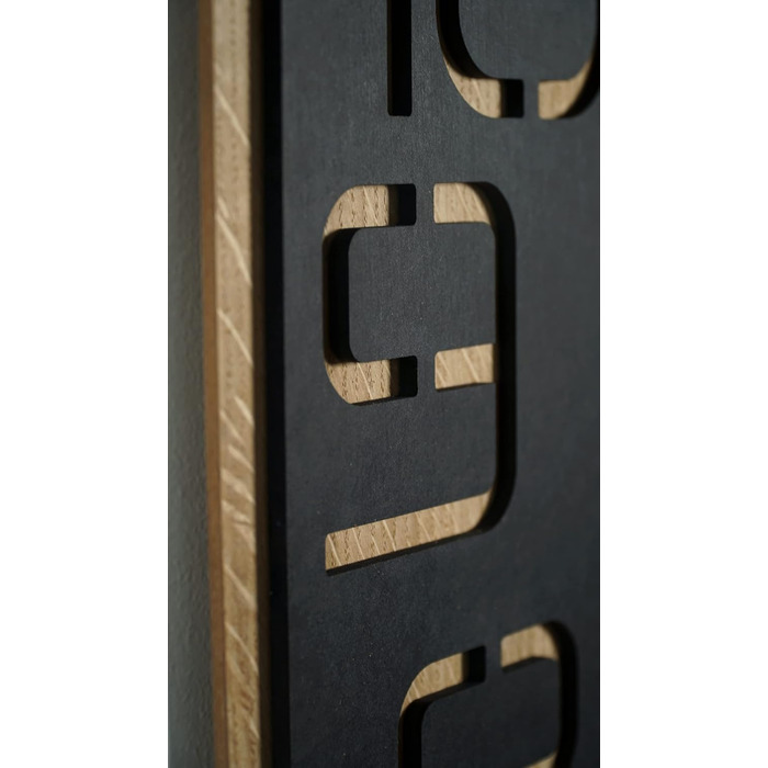 FLEXISTYLE Wall Clock Large Wood-Look Wood Digits ECO, Square Silent, Living Room, Bedroom, Made in EU (Black, 60 cm)