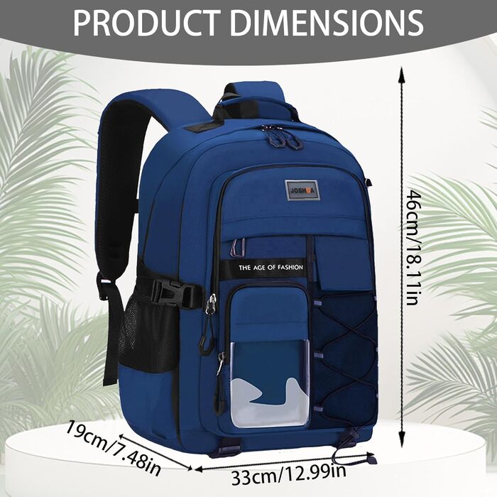 Шкільний рюкзак для підлітків: великий, водонепроникний, міцний, для середньої школи, гімназії, учнів, підлітків та дорослих (блакитний)