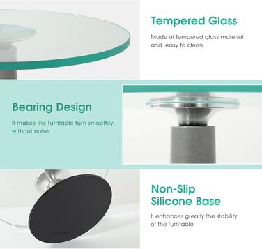 Обертова підставка для тортів Uten: поворотний стіл для випічки, декорування тортів, цукрової глазурі (гартоване скло)
