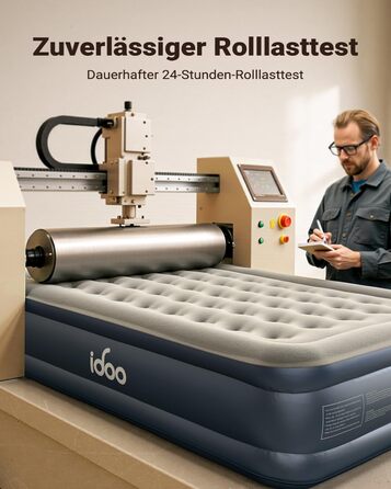 Надувний матрац iDOO для 2 осіб з електричним насосом, 152x203x46 см, для кемпінгу та гостей