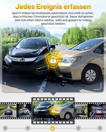 Відеореєстратор GKU 4K Auto з Wi-Fi, 170° кут огляду, Нічне бачення, WDR, 24H паркування, G-сенсор, в комплекті SD-карта 64GB, Чорний