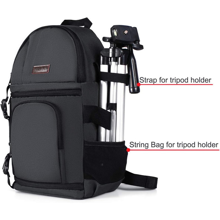 Фотосумка MOSISO для DSLR/дзеркальної/бездзеркальної камери - рюкзак з тримачем для штатива, змінними вставками, сірий. Сумісна з Canon, Nikon, Sony, Fuji