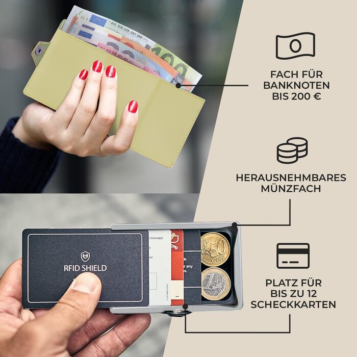 Чоловічий шкіряний гаманець Slimpuro з RFID захистом, компактний з відділом для монет, для чоловіків та жінок, вміщує 12 карт.