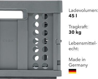 Clax® Folding Box | Folding Case | 45 Liters | grey