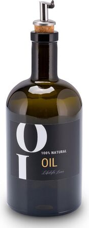 Lifestyle Lover Oil and Vinegar Set Apothecary Bottle Green Antique Glass Olive Oil with Stainless Steel Pourer for Oil & Vinegar (Oil 500ml)