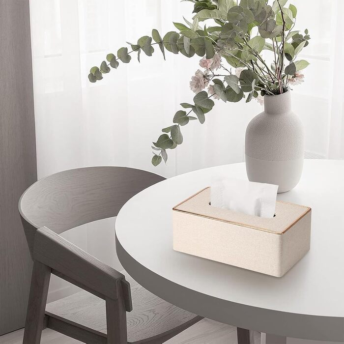 Скляниця для серветок Rarapop з PU-шкіри, прямокутна, для комода, ванної кімнати, офісу (Бежевий)