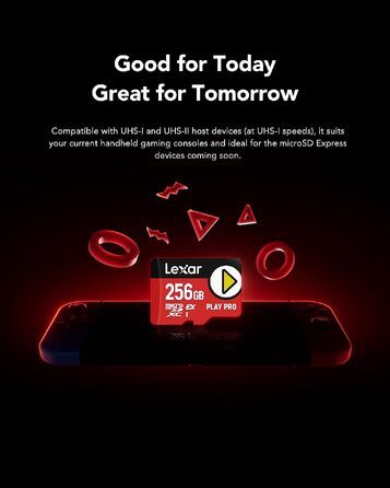 Карта пам'яті MicroSD Express Lexar PLAY PRO 256GB, швидкість читання до 900МБ/с, запис до 600МБ/с