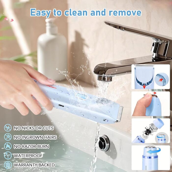 Електричний жіночий епілятор 2-в-1, Dual-Head, вологостійкий для обличчя, тіла, ніг та бікіні (Блакитний)