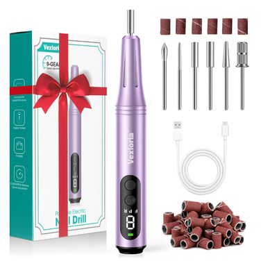 Електричний фрезер для нігтів 11 в 1, професійний, для гель та акрил, регулювання швидкості, манікюр та педикюр, фіолетовий