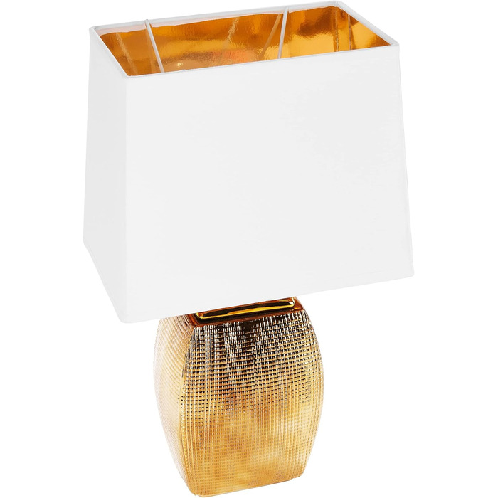 Настільна лампа BRUBAKER 2 шт. - Золота керамічна підставка, білий абажур - 38 см