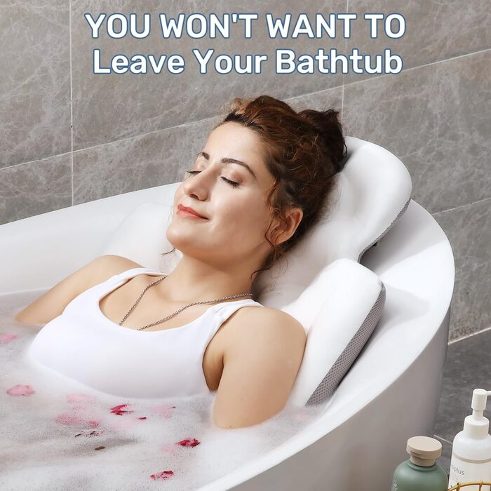 Luxury Full Body Bathtub Pillow with Mesh Bag - White, 51' x 16'