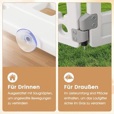 Клітка для цуценят GYMAX 60/75 см, 6 панелей, з замком та кріпленням для підлоги, для дому та вулиці, біла