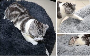 Килимок для котів та собак 50/60 см, м'який, плюшевий, круглий, антиковзаючий, легко миється