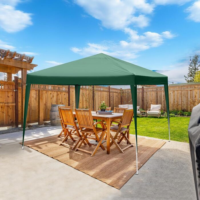 LEADZM 3x3m Pavilion, Pop-up Folding Pavilion, Stable, Waterproof, Steel Frame, Adjustable Height, UV Protection 50+, Garden Tent, Party Tent, for Garden, Party, Camping (Green)