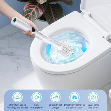 Електрична щітка для унітазу Redagod з настінним кріпленням, подвійним контейнером та змінною насадкою (5 одноразових серветок) з бризкозахистом, 1 шт.