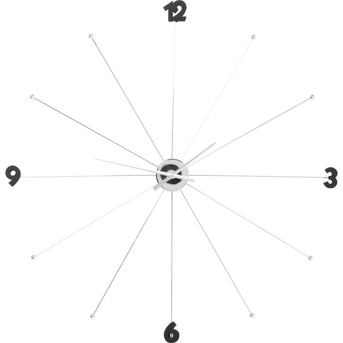 Kare Design Wall Clock Like Umbrella, 100cm Diameter, Clock, Modern, Minimalist, Aluminum Frame, Round, Battery not included (Chrome)