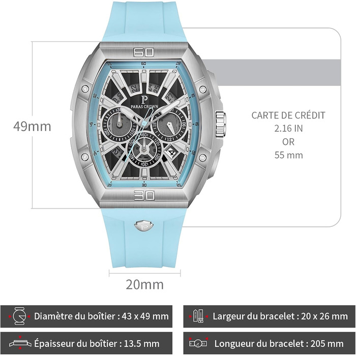 Чоловічий годинник-хронограф на кварцовому механізмі з японським годинниковим механізмом, 5ATM, корпус з нержавіючої сталі, ремінець з силікону (Blue3)