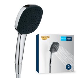 GROHE Vitalio 110: Душова лійка з шлангом, 14 л/хв, 2 режими, універсальне підключення, хромована (26973001)