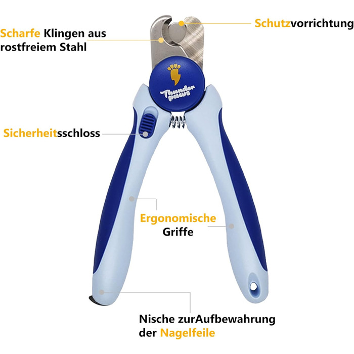 Професійна ножиця для обрізання кігтів собак із захистом, блокуванням безпеки та пилочкою (середній/великий, зелений/синій)