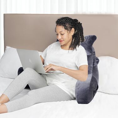 Подушка для сидіння в ліжку, диван, для дорослих, з кишенями, сірого кольору