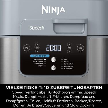 Ninja Speedi Multi-Cooker, 5.7L, 10-in-1 MultiCooker, Air Fryer Hot Air Fryer, Slow Cooker Slow Cooking, Gift for Men/Women, Sea Salt Grey ON400EU 10-in-1 Sea Salt Grey